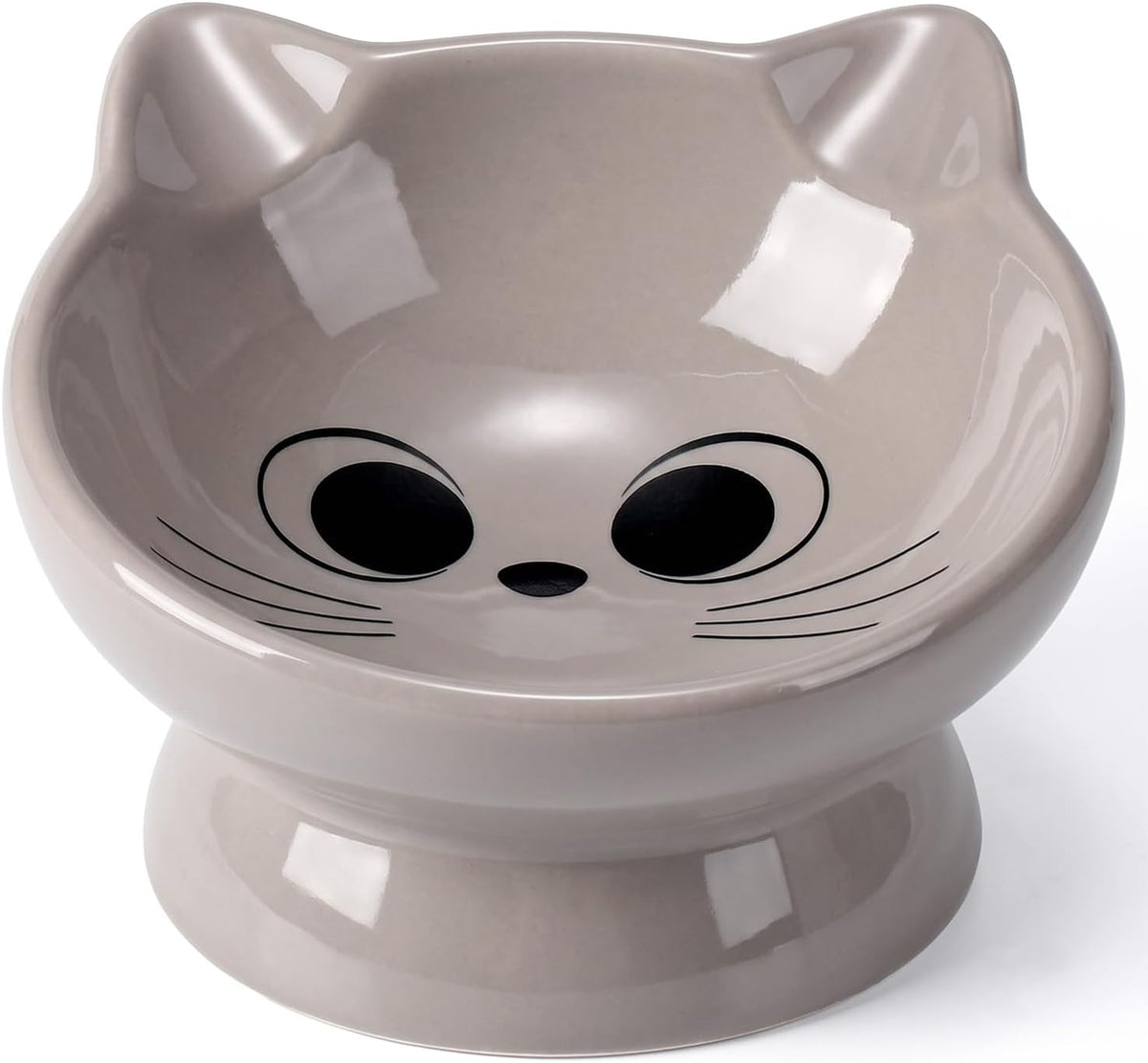 Raised Cat Food Bowl Ceramic 15° Tilted Cat Food Bowls Protect Cat's - FaceGrey-1P / 1