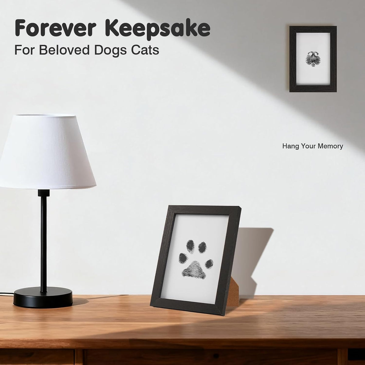 Inkless Paw Print Kit for Dogs, Cats & Babies - Black Pad,Black Wood Frame / 2-Pack,Large - image 3