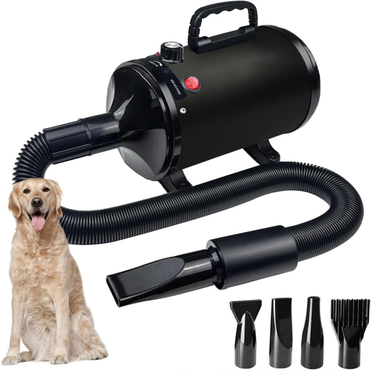 Dog Dryer for Pet Grooming, High-Velocity Force Blow Dryer – Essentials for Dogs - Black Ms