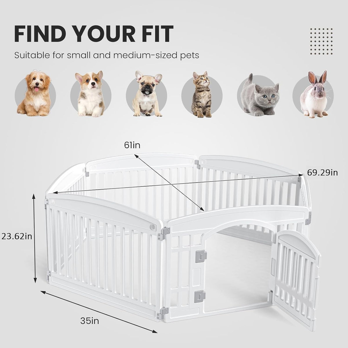 Sweetcrispy Dog Playpen, Plastic Puppy Pet Fence - White / 6 / 24 Inch - image 3