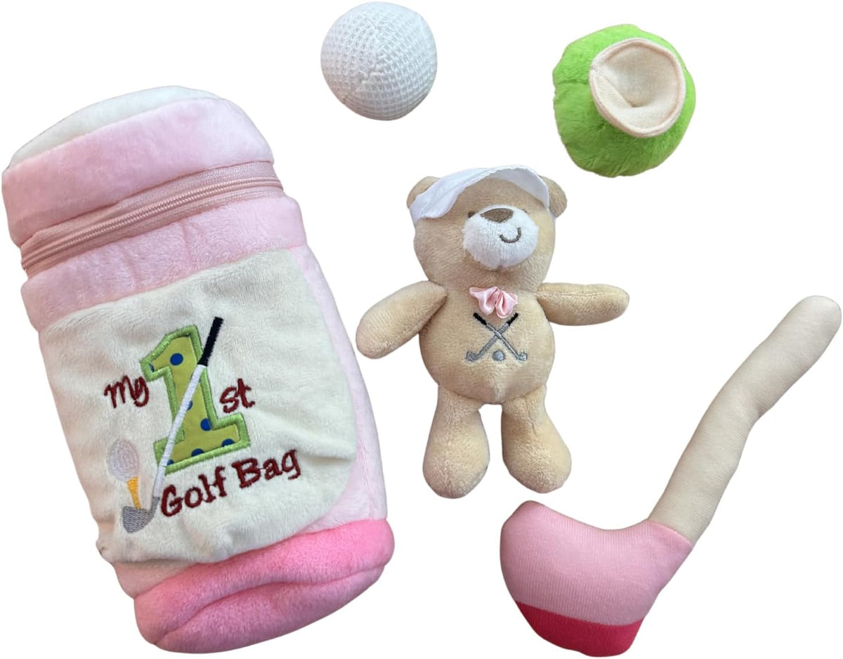 Genius Baby Toys My First Golf Bag plush baby golf toy set with club, ball, tee and teddy bear