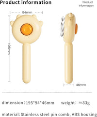 Cat & Dog Grooming Brush (Purple) - Stainless Steel Tooth Comb, Rubber Massage Needles, Self-Cleaning, Suitable for Kittens to Long-Haired Cats & Dogs