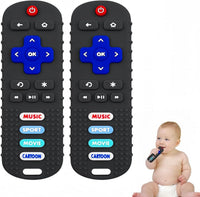 SOLIFEGOBLE 2 Pack Baby Teether Toys - Black + Black