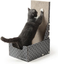 Hide & Scratch Cardboard Cat Scratcher Box & Bed Dark Grey Diamond Pad – Essentials for Cats - Dark Grey L-Shaped