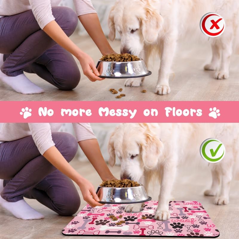 Dog Food Mats for Floors Waterproof - Pink / 32"L x 24"W - image 3