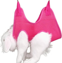 Rabbit Grooming Hammock with Safety Belt for Nail Clipping, Grooming, Bunny Bathing Bag for Nail Trimming, Cat Claw Care Bag, Small Animal Grooming Harness (Red,X-Small)