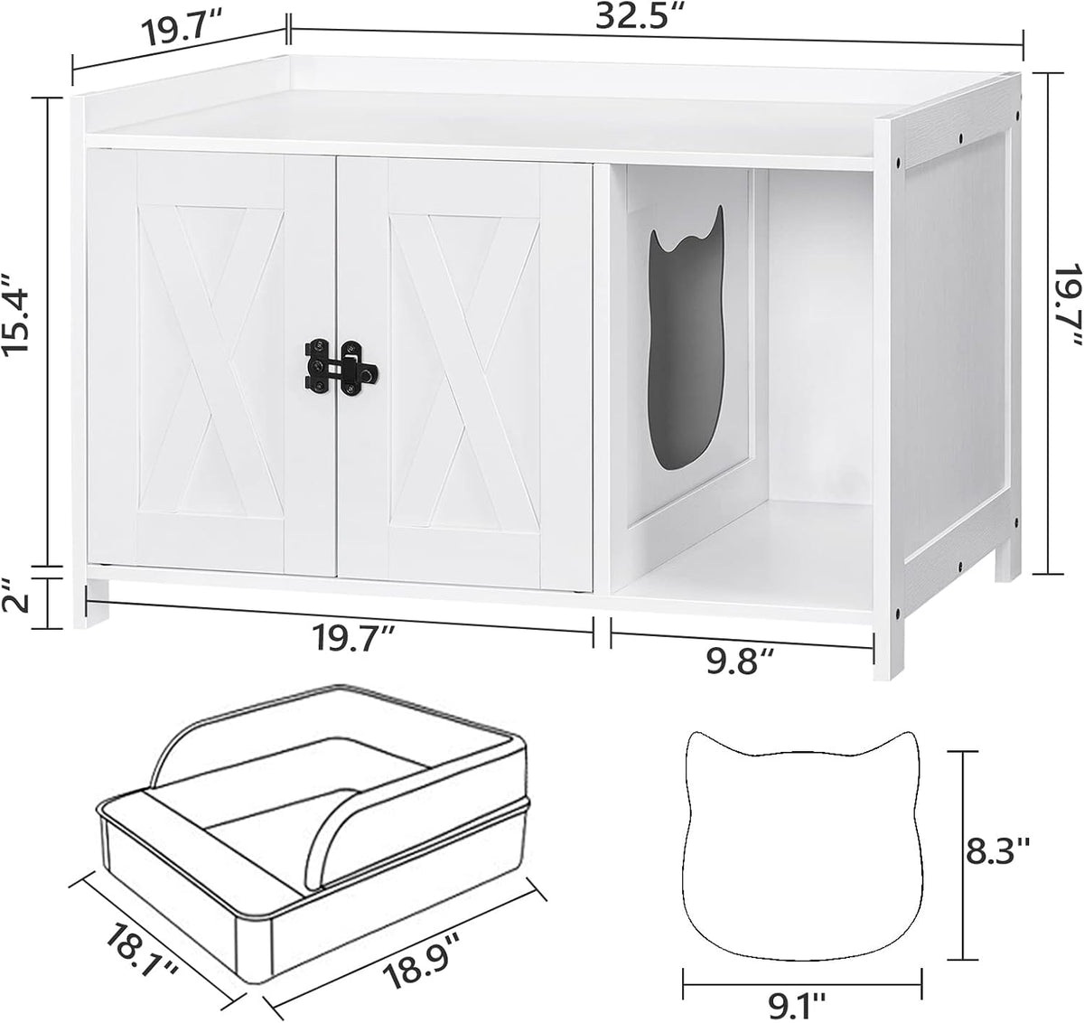 MAHANCRIS Cat Litter Box Enclosure - White - image 4