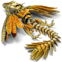 Feathered Wyvern Dragon, 3D Printed Dragon - Gold Silvery