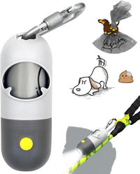 Dog Poop Bag Holder Dispenser with LED Flashlight – Essentials for Dogs - Light Grey