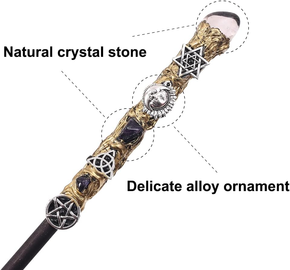 Bubbmi rhinestone witch magic wand in Snakepurple with solid wood body and metal accents - view 20