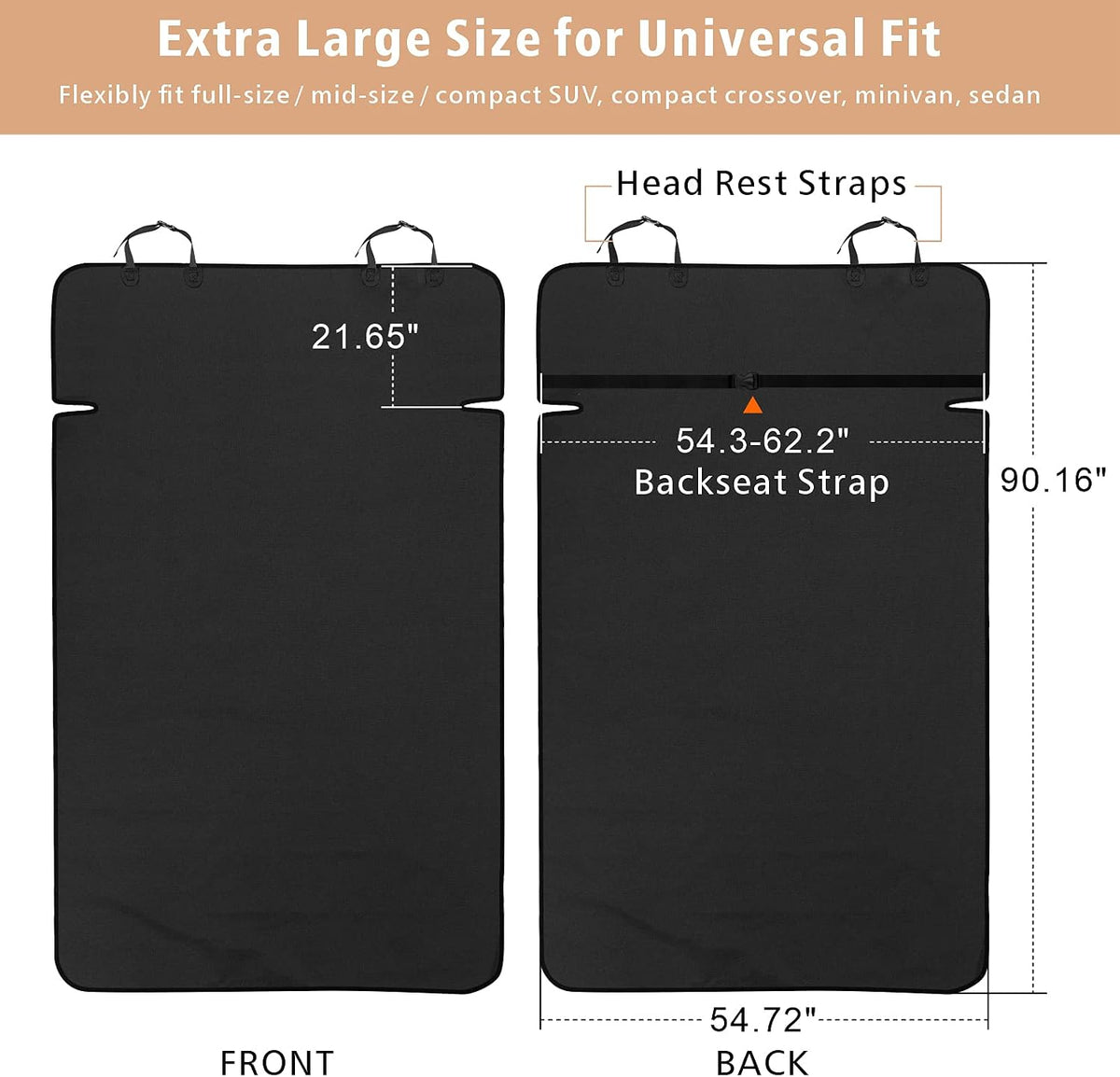 F-color SUV Cargo Liner for Dogs - Black / Large - 90" Long - image 2