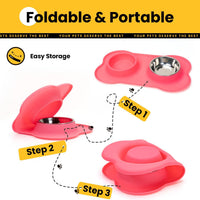 Conlun Dog Bowls with Silicone Mat, No Spill Stainless Set, XS - Small-13 oz / Pink - image 4
