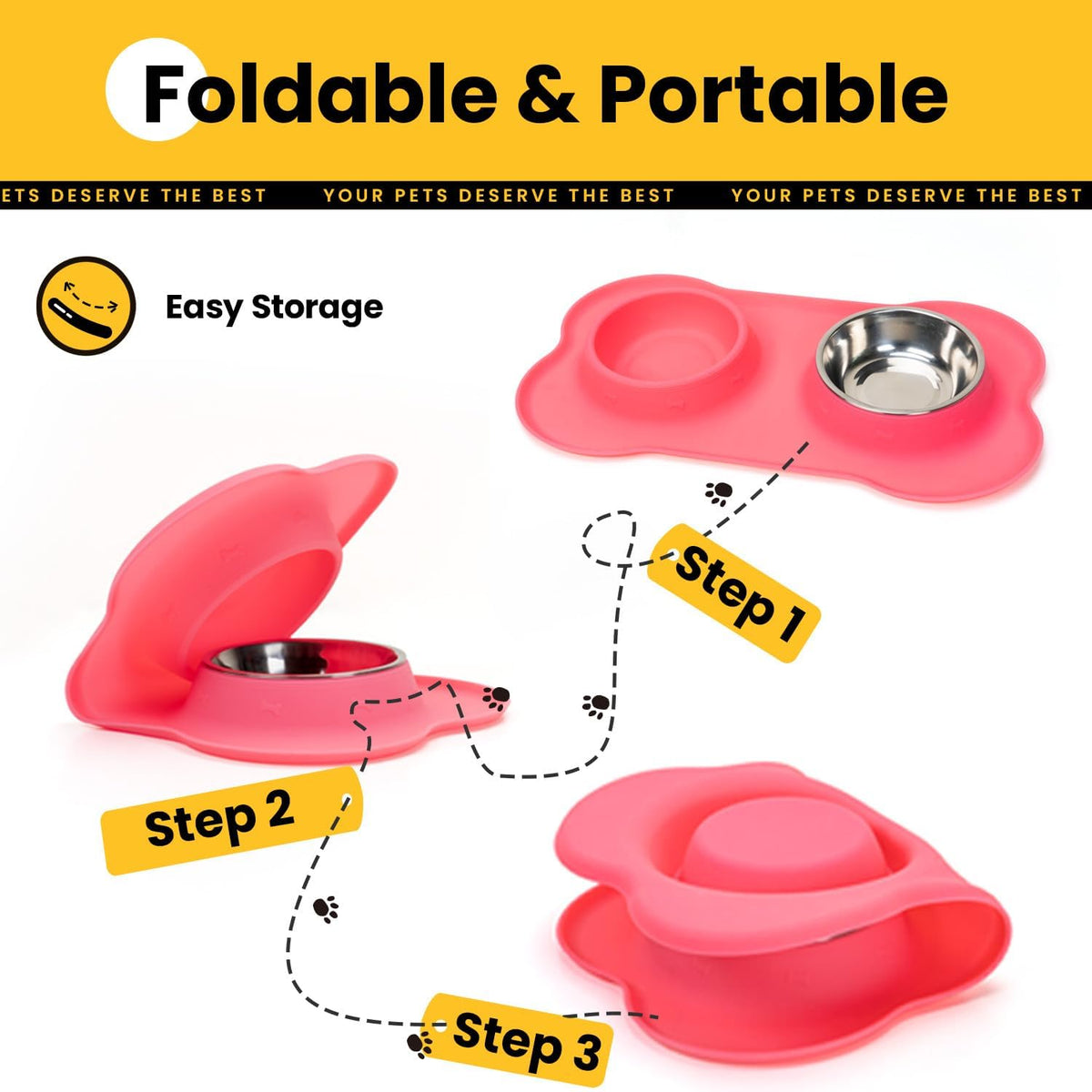 Conlun Dog Bowls with Silicone Mat, No Spill Stainless Set, XS - Small-13 oz / Pink - image 4