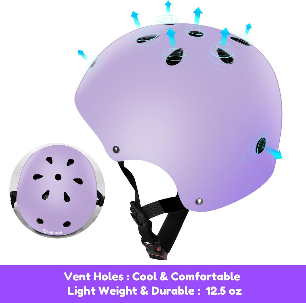 Besttravel Kids Helmet, Toddler Adjustable Kids Ages 3-8 Years Old Boys Girls Multi-Sports Safety - Purple - image 4