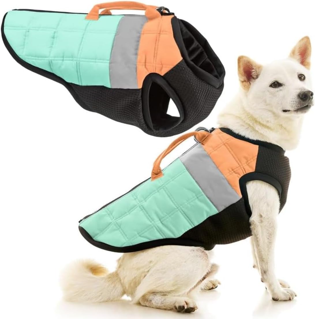 Gooby Padded Vest Dog Jacket, Solid Turquoise - X-Small / Bomber Vest Mint