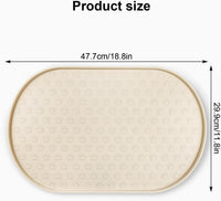 Dog Food Mat Spill-Proof Silicone Dog Bowl Mat Raised Edge Pet - Beige / 19"L x 12"W - image 2