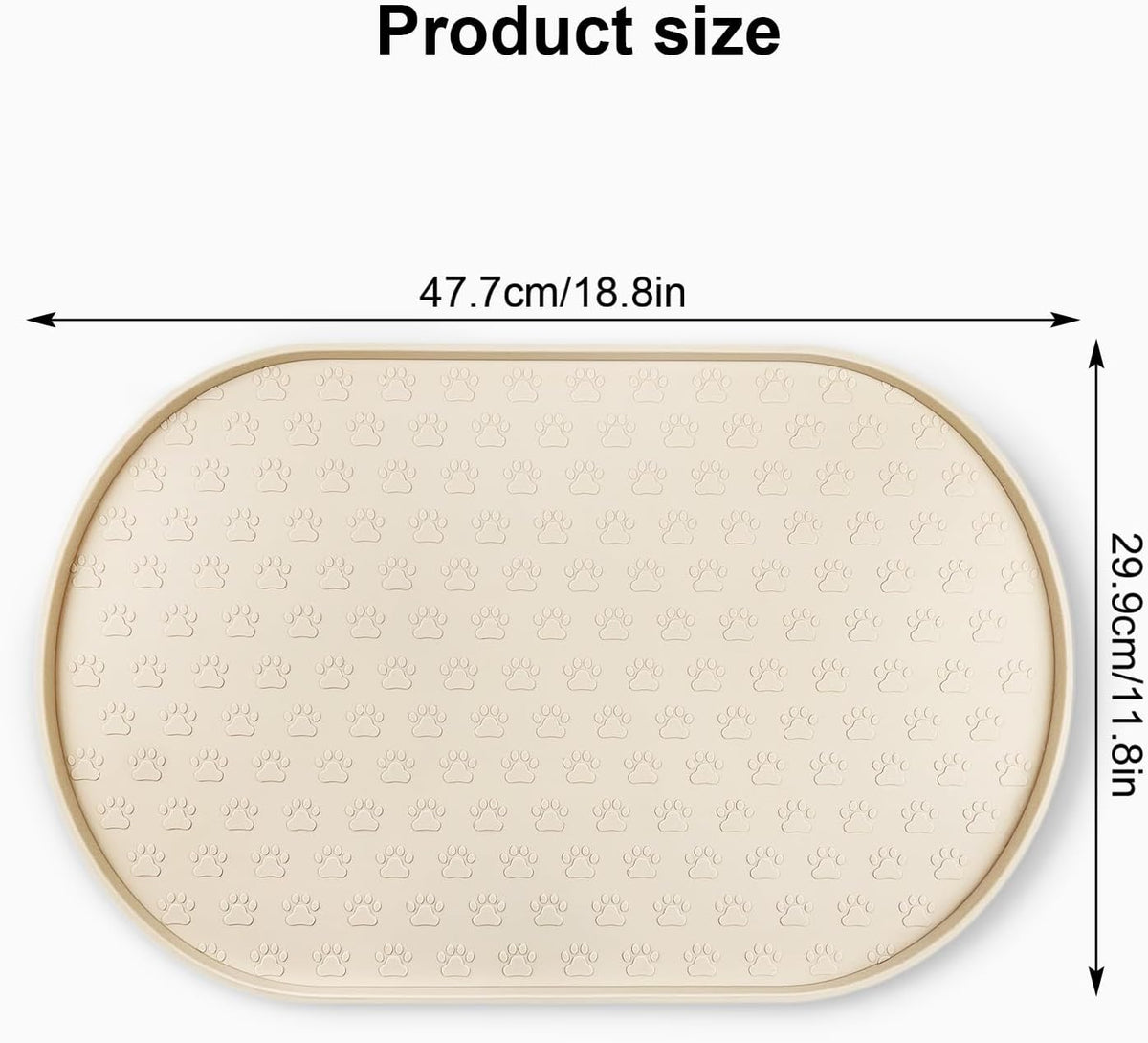 Dog Food Mat Spill-Proof Silicone Dog Bowl Mat Raised Edge Pet - Beige / 19"L x 12"W - image 2