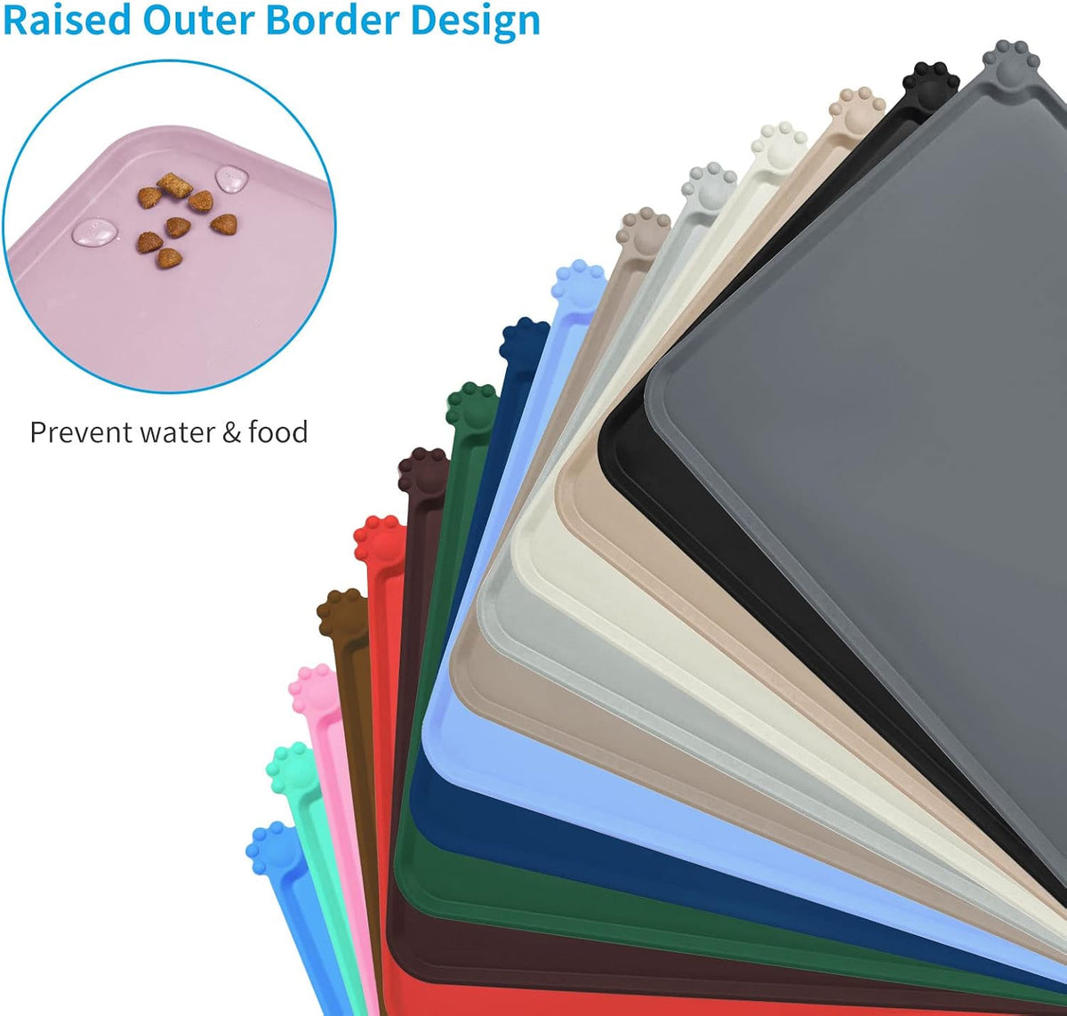 AUDWUD Waterproof Silicone Pet Feeding Mats - Peach Pink / 24" x 16" - image 3