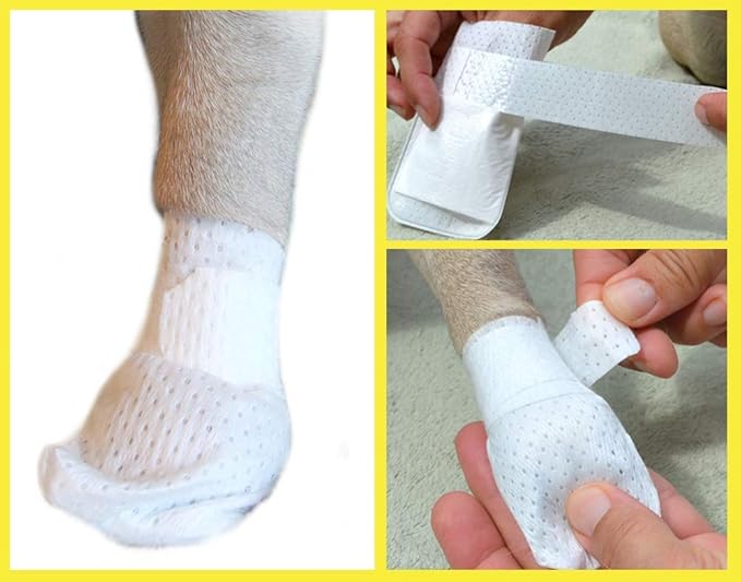 Medimitt Paw Bandages for Dogs, Cats and Pets – Stretchy Medical Booties, First Aid for Paws – Non Slip, Non Adhesive, Breathable, Disposable, Washable, Adjustable Strap,12 Pack (X-Large)