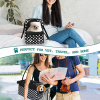 PetAmi Dog Purse Carrier for Small Dogs, Airline Approved Soft Sided Pet Carrier with Pockets, Ventilated Dog Carrying Bag for Puppy Cat, Dog Travel Supplies Bag, Sherpa Bed, Max 12 lbs, Polka Dot
