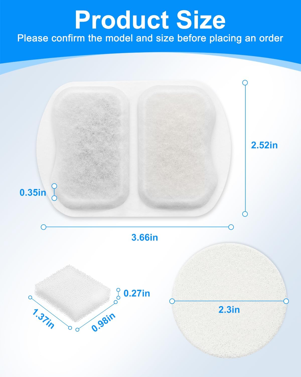 Replacement filter set for oneisall 7L dog water fountain, 10 filters with pre-filters and sponges - view 4
