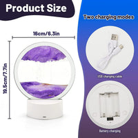 rysnwsu Moving Sand Art Picture Round Glass 3D Deep Sea Sandscape - Purple / RC-Control - image 2