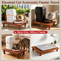 SZEE Cat Food Stand, Elevated Cat Feeder Stand for Automatic Feeder & Bowls – Essentials for Cats - Walnut Wood / Larger ( 15.5" × 9.8" × 3" ) - image 4