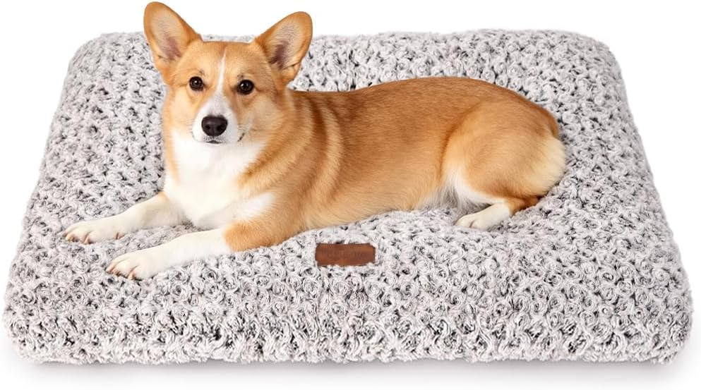 Dog Bed Crate Pad for Small Dogs 24"x18" Coffee – Essentials for Dogs - Medium 30"x20" / Rosette Pattern Brown