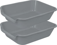2 Pack of Extra Large Cat Litter Box (ABS Material), Low Entry Senior Litter Pen for Geriatric Kitty Big Cats, Jumbo Pet Safe Litter Boxes Tray for Indoor Pets Potty (Gray, 20" L x 15.5" W)