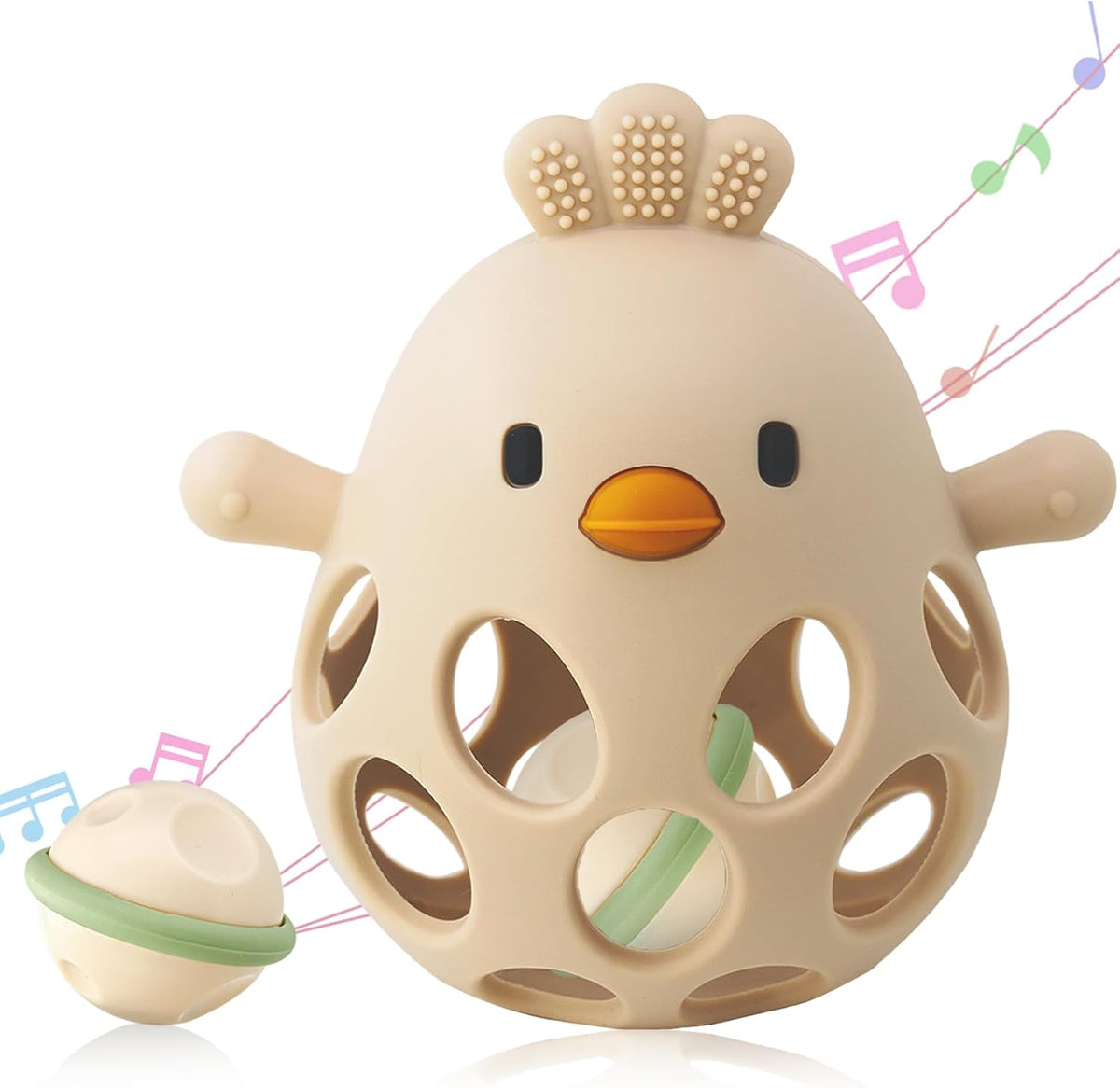 ChooKaChoo 2-in-1 Baby Teething Rattle Toy - Beige