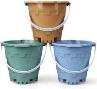 Anzmtosn castle sand buckets 3 pack, 7 inch green and blue beach pails with handles - view 2
