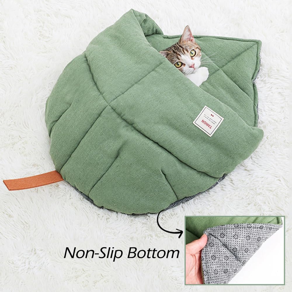 Cat Sleeping Bag Cave Bed with Non-Slip Bottom – Essentials for Cats - Green / M - image 4