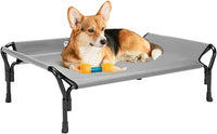 Veehoo Cooling Elevated Dog Bed, Raised Pet Cot with Guardrail & Slope Headrest, Durable Breathable Teslin Mesh, Non-Slip Feet, Washable Dog Couch Bed for Indoor & Outdoor, Medium 39.5" x 28", Gray