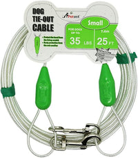 Petest 25ft Reflective Tie-Out Cable for Small Dogs Up to 35 Pounds