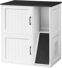 MAHANCRIS Litter Box Enclosure for 2 Cats - White and Black