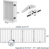 Wooden Dog Gate Freestanding Foldable Pet Gate 4 Panel Fully Assembled Dog Gates for Doorways House Stairs