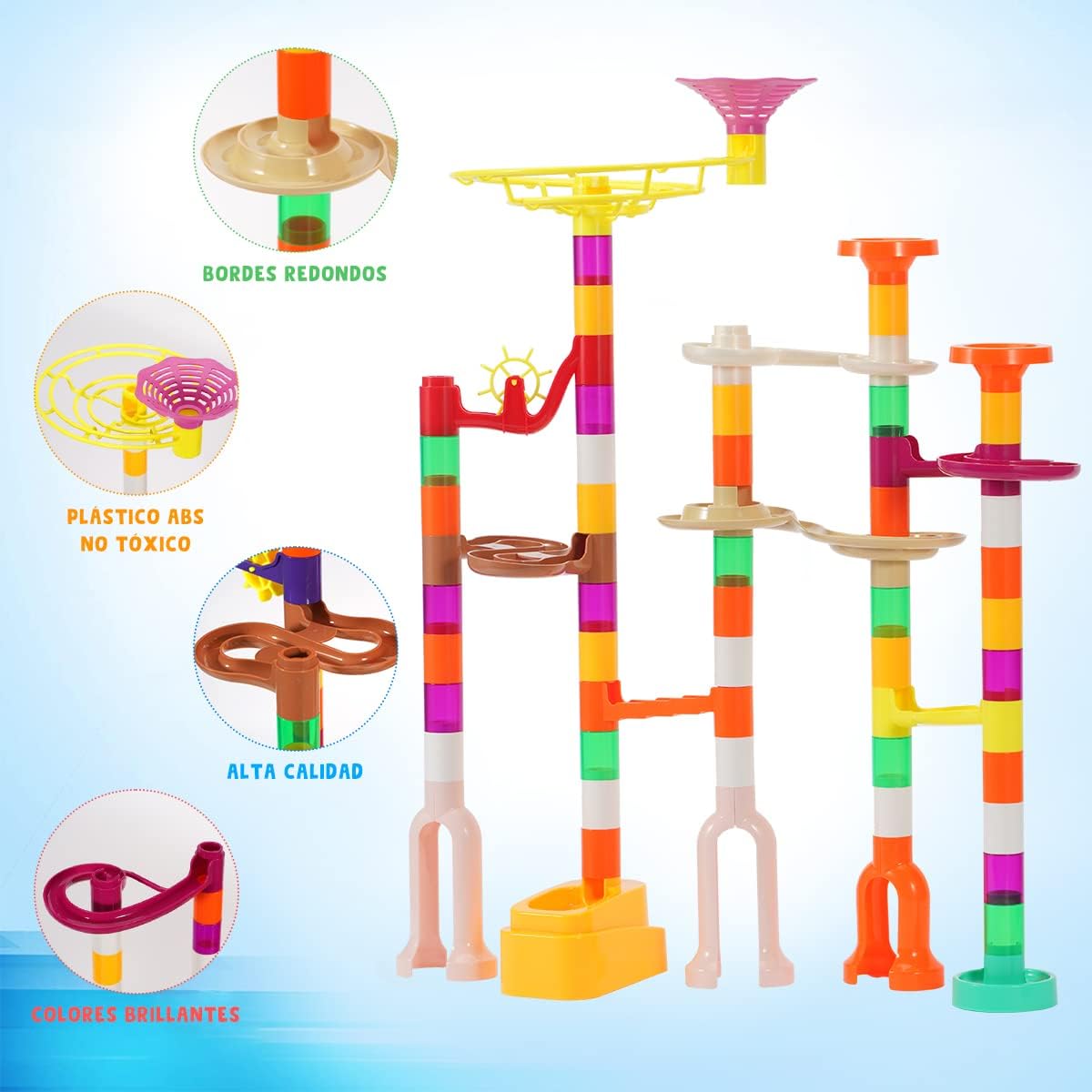 Ifollower Marble Run Kit, 110pcs Marble Maze Game Construction Building Toys for Kids, Marble Track - 166pcs - image 2