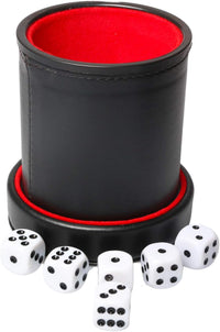 Leatherette Dice Cup with Lid Includes 6 Dices - Red - image 2