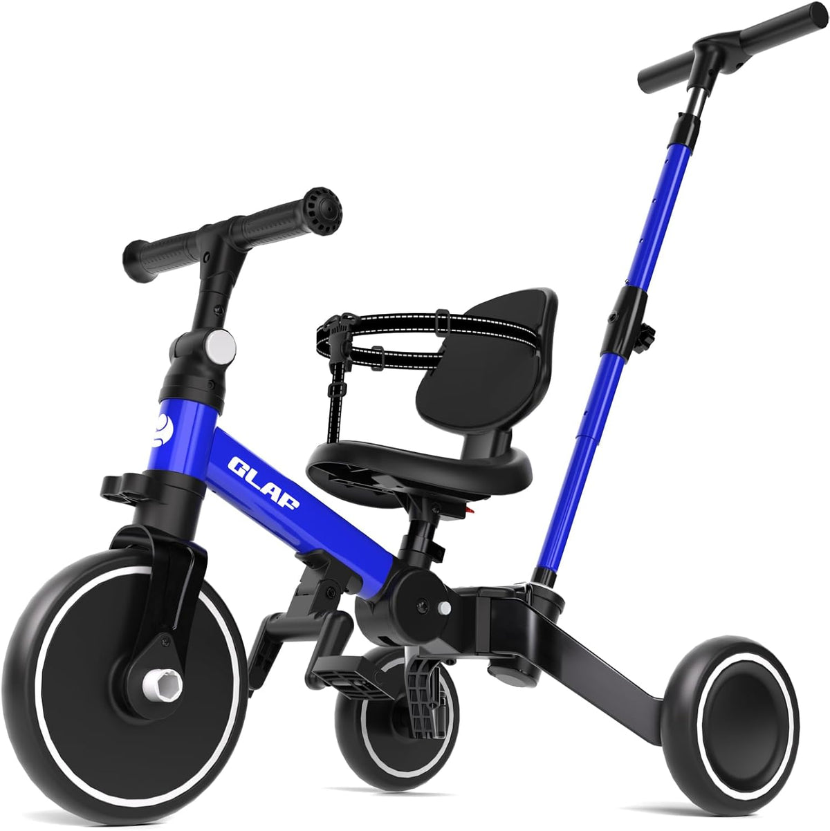 Glaf white toddler tricycle with parent push handle - view 4