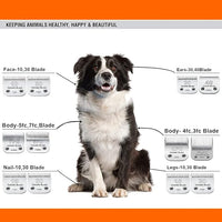 3PCS 4FC Blades Dog Grooming Clipper Replacement Blades Compatible with Andis Pet Clipper/Oster A5/Wahl KM Series Dog Clipper,Ceramic Blade & Stainless Steel Blade