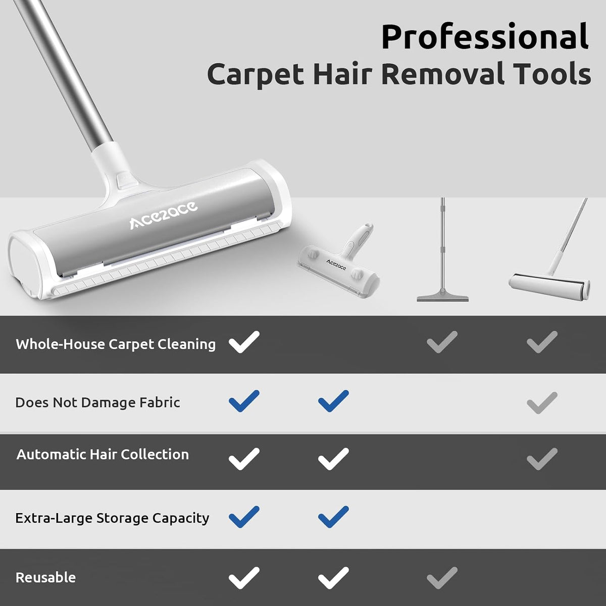 ACE2ACE A3 Pro Carpet Roller for Pet Hair - Gray - image 3
