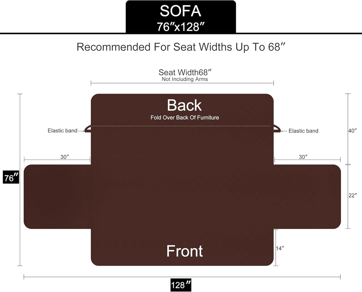 U-NICE HOME Loveseat Sofa Cover for 2 Cushion Couch, Dark Grey – Essentials for Pets - Chocolate/Chocolate / 68"sofa L - Large - image 3
