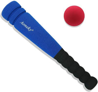 Aoneky 11.8 Inch Mini Foam Baseball Bat and Ball Set for Toddlers 1-3 - 1 Blue Bat and 1 Red Ball