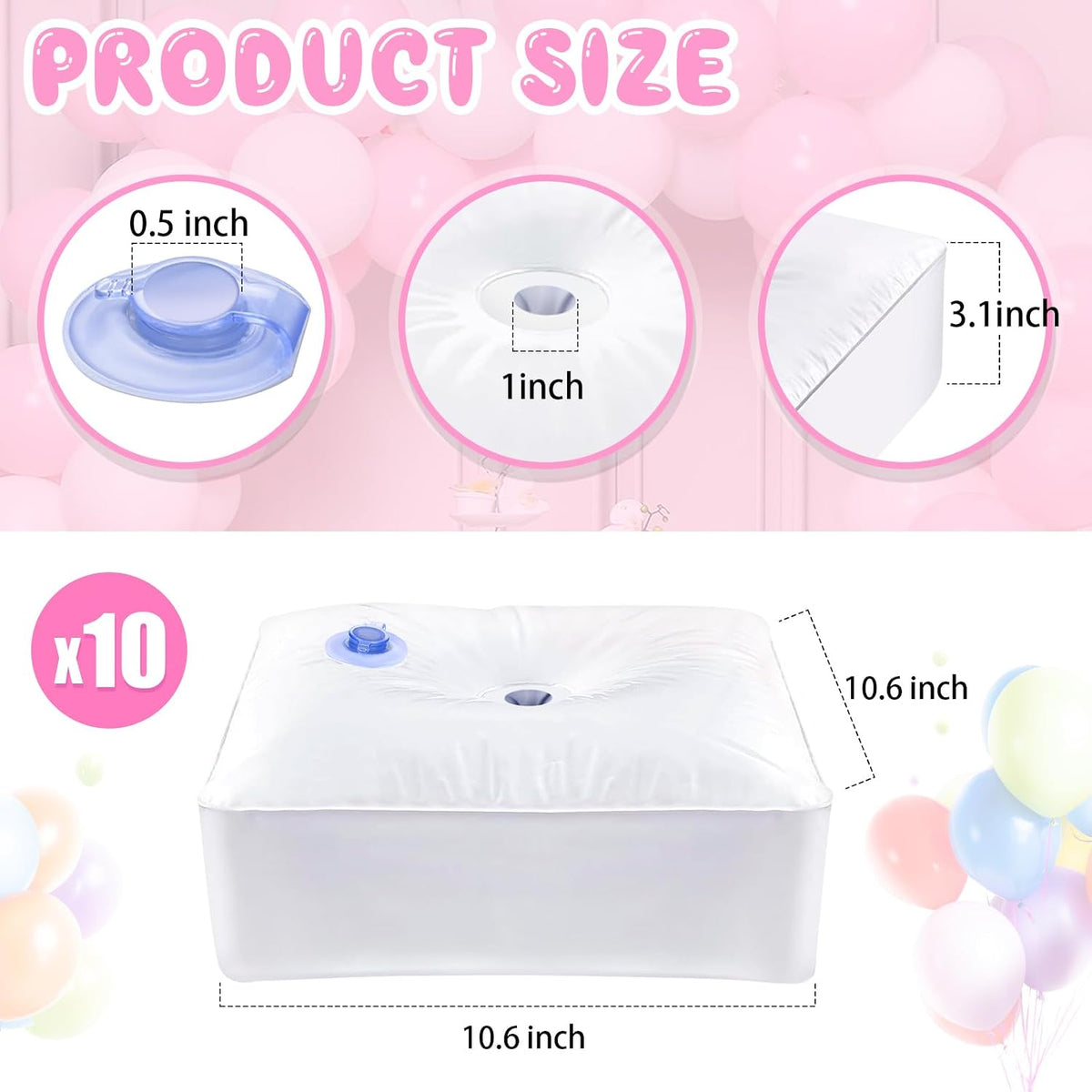 ALDMIO balloon arch stand base water weight bags, 4 white square PVC bags - view 5