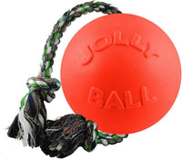 Jolly Pets Romp-N-Roll Rope & Ball Dog Toy - Orange / Medium (6 in)