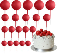 ASTARON 20 Pcs Gold Balls Cake Topper Decorations for Birthday Cake - Red