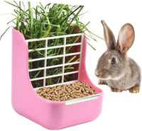 Rabbit Supplies with Bowl & Hay Feeder - Pink