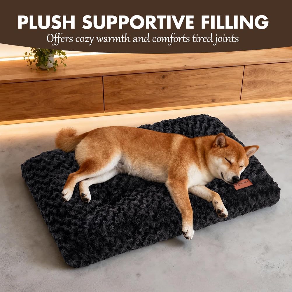 Dog Bed Crate Pad for Small Dogs 24"x18" Coffee – Essentials for Dogs - Large 36"x24" / Rosette Pattern Black - image 3