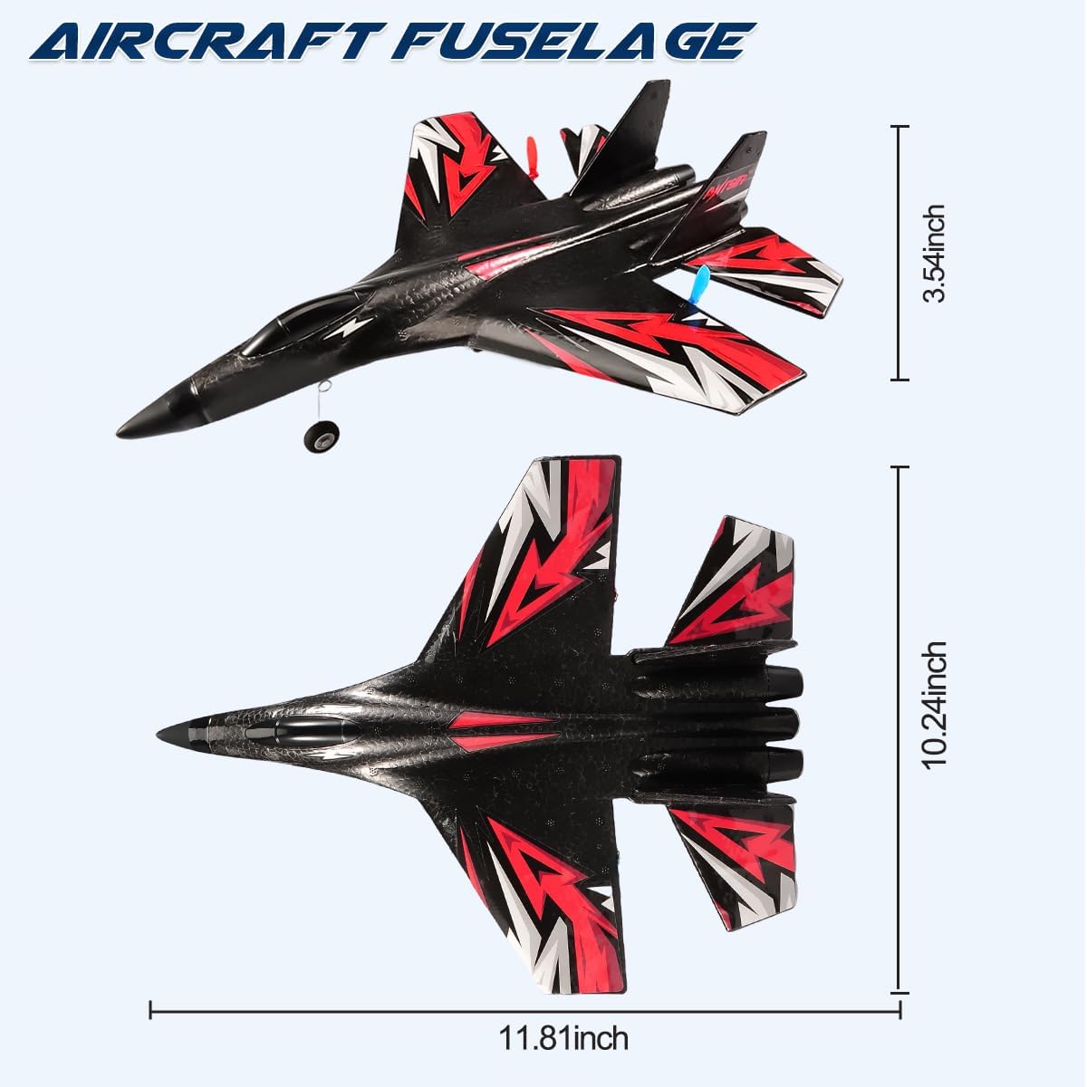 SU-27 RC Airplane,2.4GHz 2 Channel Remote Control Plane with Gyro Night Lights and 2 Batteries - Black - image 2