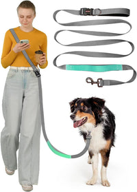 Hands Free Dog Leash, 5.1-8.9ft Crossbody Leash for Dog Walking – Essentials for Dogs - Grey Green